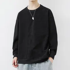 トレーナー ミックス素材 トップス クルーネック 春 秋 冬 ゆったり 大きいサイズ メンズ 未使用 インナー 切り替え オシャレ プル