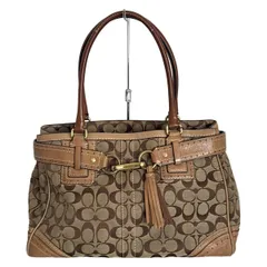 COACH(コーチ) ショルダーバッグ ハンプトンズシグネチャーラージキャリーオール 10508 カーキ×ブラウン レザー