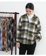 チェックシャツ レディース 大きいサイズ シャツ ブラウス 春 秋 チェック柄 チェック ネルシャツ ドロップショルダー 長袖シャツ 羽織り シャツジャケット 微起毛 トップス カジュアル ネル ゆったり