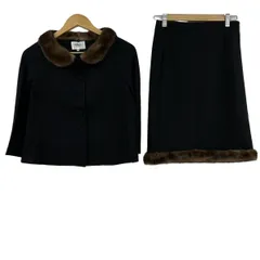 49av.Junko Shimada(49アベニュージュンコシマダ) スカートスーツ レディース美品  - 黒 ミンク