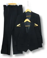 【極美品】GOLDEN WEALTH ブラックフォーマルスーツ ブランドスーツ 3Pセットアップ  ジャケット+ジレ+パンツ 総裏 黒 LサイズA7 秋冬春用■管理番号L69753SSS26-260119-503（1350）