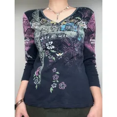 日本 ヴィンテージ オリエンタル ブラック Tシャツ