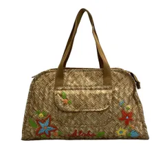 LESPORTSAC(レスポートサック) ハンドバッグ - ライトブラウン×マルチ 刺繍