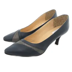 ヒミコ 卑弥呼 切替デザインポインテッドトゥパンプス ヒール 24 ネイビー 紺 /IU