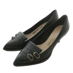 サルヴァトーレフェラガモ Salvatore Ferragamo パンプス レザー ポインテッドトゥ ヒール ベルトデザイン 6.5 23.5cm 黒 ブラック /XZ ■GY18