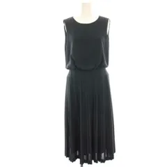 アナイ ANAYI ワンピース 38 紺 ネイビー ノースリーブ プリーツ切替 ひざ丈 /HN