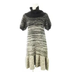 ジルスチュアート JILL STUART ニットワンピース ミニ ハイネック 半袖 グラデーション ラメ 2 M 黒 ブラック /CK11