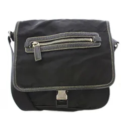 プラダ PRADA ショルダーバッグ ナイロン レザー 切替 ワンカラー 黒 ブラック /BB ■OH