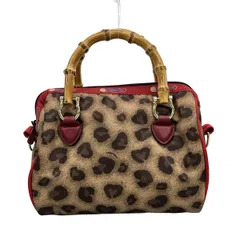 LESPORTSAC(レスポートサック) ハンドバッグ - ベージュ×ダークブラウン×マルチ Explore New Horizons/豹柄