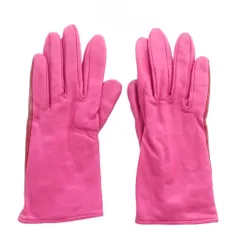 ケイトスペード KATE SPADE 手袋 グローブ 5本指 羊革 レザー バイカラー 7.5 ピンク 赤 レッド WJRU0211 /XZ ■GY17のサムネイル