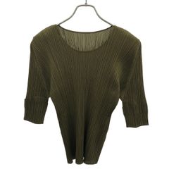 美品 PLEATS PLEASE イッセイミヤケ 長袖カットソー カーキ 4 - メルカリ