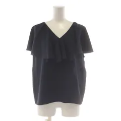 アナイ ANAYI ブラウス 38 紺 ネイビー タグ付き Vネック 半袖 フリル /AU