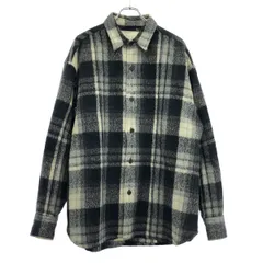 STUDIO NICHOLSON スタジオ ニコルソン RORO Boiled Wool Boucle Oversized Shirt ウールチェックシャツ SNM-908 ブラック ホワイト Mのサムネイル