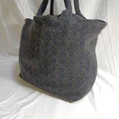 【訳あり】プランテーション 巾着 トートバッグ ペイズリー柄 ジャガード織 ウール混 青 茶 ハンドバッグ Plantation ナチュラル レディース ほつれあり 秋冬 鞄 総柄のサムネイル