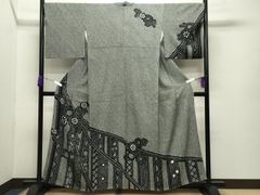 総絞り 訪問着 身丈 裄 藤の花 蝶 モノトーン 着物 052b - メルカリ