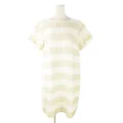 バーバリー ロンドン BURBERRY LONDON ひざ丈ワンピース 半袖 ボーダー 総柄 大きいサイズ 46 XL ベージュ /AO16 ■GY99