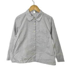 マーガレットハウエル MHL. 丸襟チェック柄 コットンシャツ ブラウス 長袖 1 グレー ホワイト ■FY