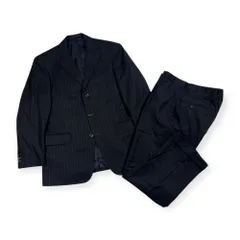 上下 J.PRESS ジェイプレス セットアップ ストライプ テーラードジャケット 裾ダブル スラックス スーツ /ブラック系 メンズ カシミヤ混