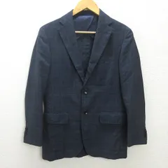 H■エディフィス/EDIFICE チェック柄 テーラードジャケット 段返り 春夏【44】紺/MENS■14【中古】