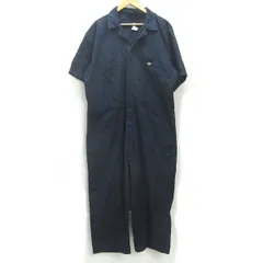 K■ディッキーズ/Dickies つなぎ カバーオール 半袖オーバーオール【2XL】紺/MENS■39【中古】