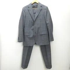 K■ユナイテッドアローズ/UNITED ARROWS チェック柄 スーツセットアップ【48】灰色/MENS■41【中古】