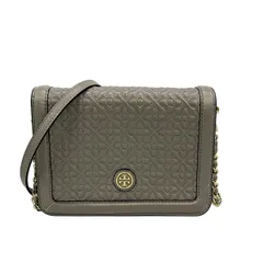 TORY BURCH(トリーバーチ) ショルダーバッグ - グレーベージュ ステッチ/ストラップ着脱可 レザー