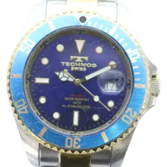 テクノス TECHNOS TAM629 腕時計 ウォッチ クォーツ カレンダー付き 青文字盤 シルバー色 ゴールド色 ■GY18 /MQ