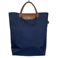 LONGCHAMP(ロンシャン) トートバッグ ル・プリアージュオリジナル ネイビー×ダークブラウン 折りたたみ レザー
