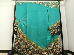 平和屋着物●越後十日町の一流染匠　桐屋・翠山工房　振袖　臈纐纈師　絞り　辻が花　暈し染め　金通し地　正絹　逸品　AABF6066ph
