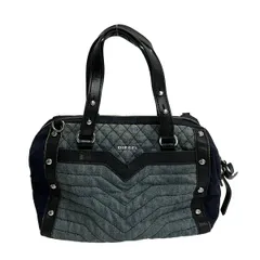 DIESEL(ディーゼル) ハンドバッグ ブルー×黒 キルティング レザー