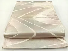 平和屋着物◎六通柄袋帯　抽象文　銀糸　引箔　正絹　逸品　BAAV7993yc