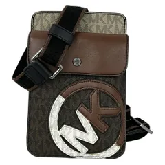 MICHAEL KORS(マイケルコース) ショルダーバッグ - ダークブラウン×白×マルチ スマホショルダー レザー