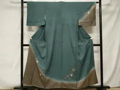 平和屋着物■訪問着　駒刺繍　籠目枝桜文　暈し染め　金彩　正絹　逸品　CABA6938ev