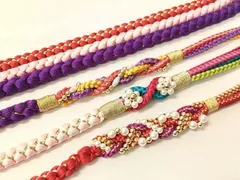 平和屋着物▼和装小物　帯締め３本セット　振袖用　飾り付き　パール　金糸　逸品　CABC2414vp