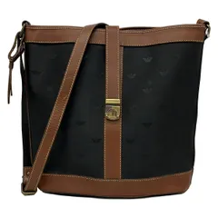 EMPORIOARMANI(エンポリオアルマーニ) ショルダーバッグ - 黒×ダークブラウン レザー