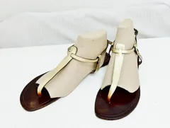 【193819】J&M Davidson Ｊ＆Ｍデヴィッドソン  レザー　フラット　トングサンダル  38 ゴールドメタリックのサムネイル
