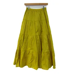 ジーユー ティアードフレアロングスカート 未使用 コットン100% ボトムス レディース Lサイズ イエロー GU