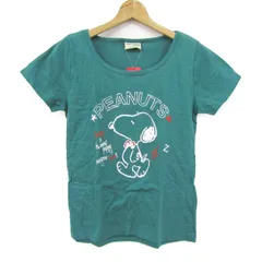 ピーナッツ 半袖Ｔシャツ 未使用 コットン100% スヌーピー トップス レディース Lサイズ グリーン×ホワイト PEANUTS