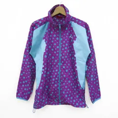 プーマ ブルゾン ナイロンジャケット スポーツウエア ドット柄 アウター レディース Sサイズ パープル×水色 PUMA 【中古】