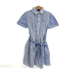 ポロ・ラルフローレン シャツワンピース 半袖 ストライプ トップス キッズ 女の子用 7サイズ ブルー×ホワイト POLO RALPH LAUREN 【中古】