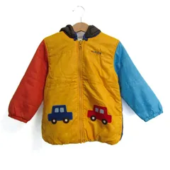 ミキハウス ホットビスケッツ フーディージャケット 中綿 アウター キッズ 男の子用 100サイズ イエロー×ブルー MIKIHOUSE 【中古】