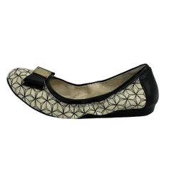 COLE HAAN(コールハーン) フラットシューズ 6 B レディース美品  - アイボリー×黒 リボン/GRAND.OS レザー