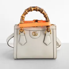 グッチ ダイアナ ミニ ショルダーバッグ ホワイト レザー バンブー ゴールド