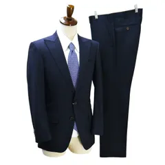 GINZA Global Style イタリア製カノニコ 2つボタン シングルスーツ AB5 M ダークネイビー 本切羽 春秋 合物 A7-4515 6NA072 【送料無料】【中古】【メンズビジネス】202601