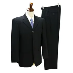 パーソンズ 3つボタン シングルスーツ AB6 L ブラック シャドーストライプ ツータック ウエストアジャスター 春秋冬 2AP104 6NA088 【送料無料】【中古】【メンズビジネス】202601