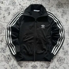 85 adidas ブラック ビックロゴ ファイヤーバード トラックジャージ