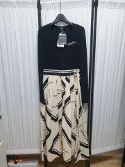 エゴイスト プリント ピンタック スカート ロング丈ワンピース / 55 / 新品