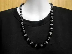 天然石 オニキス8.2mm～12.1mm玉ネックレス　　260101035