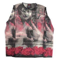 美品】ジャンポールゴルチエ パワーネット 女性 薔薇 長袖 40サイズ 