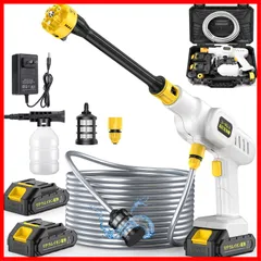 【即日発送】日本語取扱説明書 フォームノズル付 6in1ノズル 多機能 PSE認証済 2個バッテリー付き 洗車機 自吸式 強力噴射 充電式 コードレス 高圧洗浄機 ポータブル高圧洗浄機 Glorlummi